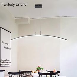 Pendant Lamps Modern Chandelier Lighting For Office Dining Living Room Kitchen Home Decor Lustre LED Light Black