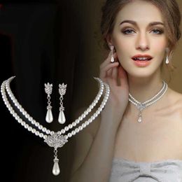 Jewelry Sets Luxury designer Bracelet Korean Version Of Ins Pearl Earrings Necklace Set Female Fashion Bbridal Engagement Accessories Mother