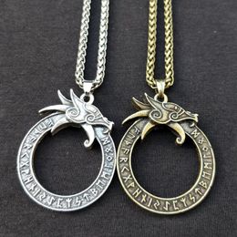 -Nostalgia Norse Dragon Accesorios góticos Ouroboros Colgante Vikingo Runes Jewlery Amuleto Talismán Collar Hombres Mujeres Collares