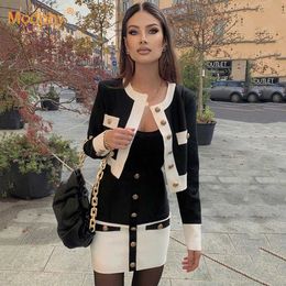 Knitted Women Set Long Sleeve Top & High Waist Pencil Skirt Two-piece Suit Party Female Clothing Winter 210527