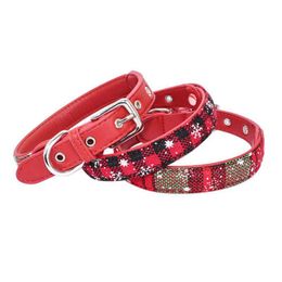 Dog Collars & Leashes Pet Christmas Cloth Collar Snowflake Design Multi-Color Cat Lattice Party Festive Accessories