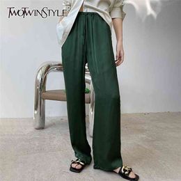 Straight Lace Up Bowknot Trouser For Women High Waist Casual Loose Wide Leg Pants Female Fashion Clothing 210521