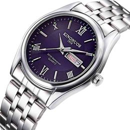 KINGNUOS Brand Men Watches Business Quartz Watch Men's Stainless Steel Band Waterproof Date Week Wristwatches Relogio Masculino 210804