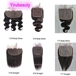 Brazilian Human Hair 7*7 13*6 Frontal 6*6 Lace Closure Body Wave Free Part Custom-made Whoelsale Natural Colour 14-24inch