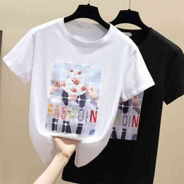 WWENN Korean Tee Shirt Short Sleeve T shirt Women Tops Summer Clothes Woman Tshirts Cotton Y2K Fashion Ladies Applique 210507