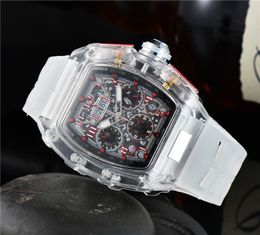 Men Luxury Designer Watches Skeleton Rubber Women Casual Watch Selling Brand Clock284d