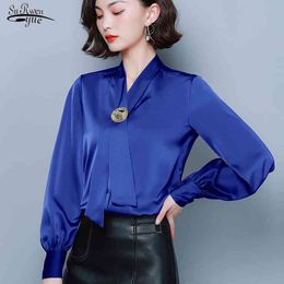 Chiffon Clothes Long Sleeve Solid Blouse Women Tops Plus Size Casual Loose Cardigan Shirts Blusas Mujer 7981 50 210508