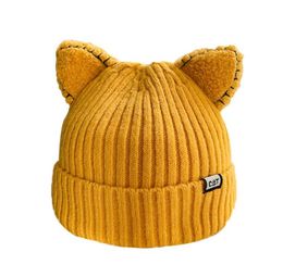 With Ears Warm Female Knitted Cat Skullies Hat Winter 2020 Woman Outdoor Beanies Panama Hat GC506