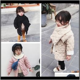 Down Coat Baby Baby Maternity Drop Delivery 2021 Girls Winter Fashion Polar Fleece Thicken Singlebreasted Coats With Neckerchief Kids Warm Lo