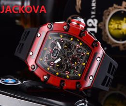 Top Skeleton Dial Designer Mens Watch Rubber Silicone Full Functional Waterproof Sapphire WristWatches Steel Bracelet Montre De Luxe