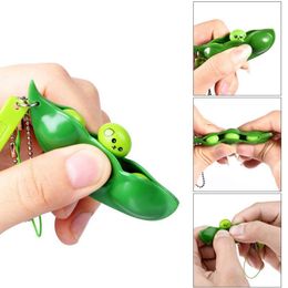 Decompression edamame toy squeeze peas keychain anti-stress children adult party gift