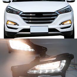 1Pair Auto lighting DRL LED fog lamps cover daytime running lights Daylight turn signal For Hyundai Tucson 2015 2016 2017 2018