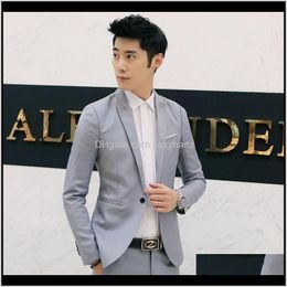 Mens Suits Blazers Korean Version Fashion Body Repair Leisure One Buckle Small Suit Man Stage Jackets Men White Slim Blazer In Me Apakp