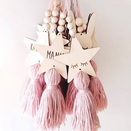 Tassel Wood Bead Pendant Home Decoration Pendants Decorative Wall Hanging Handicraft Tassels Wooden Bead Children Room Decoration RRA4578