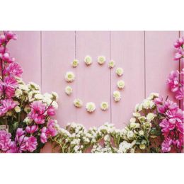 Party Decoration Wooden Board Backdrop Pink White Daisy Background Birthday Wedding Holiday Baby Shower Po Booth Studio Props