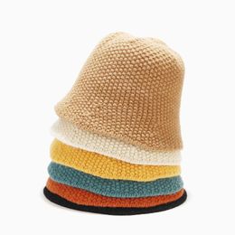 Doit Women Fashion Knitting Bucket Hat Womens Fishing Hats Female Autumn Winter Simple Wool Lady Girls Fisherman Wide Brim