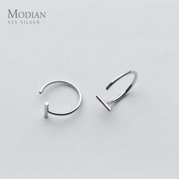 Simple Fashion Round Design Hoop Earrings Real 925 Sterling Silver Jewellery For Women Fine Hoops Earring Gift 210707