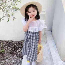Summer Arrival Girls Fashion Plaid Dress Kids Sleeveless Cotton Clothes 210528