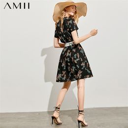 Minimalism SummerWomen's Dress Fashion Printed Belt Chiffon Knee-length&Calf-length For 11940404 210527