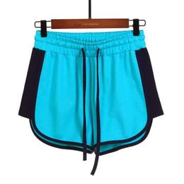 Summer Casual Sports Contrasting Color Short Drawstring Running Jogging Student Fitness Home Loose Cotton Pants 210604