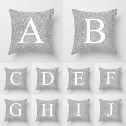 Cushion/Decorative Pillow Silver English Alphabet Cushion Covers Polyester Nordic Marble Christmas Case Sofa Throw Pillows Decorative