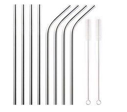 Food Grade 304 Stainless Steel Drinking Straws 6mm 8mm 10mm 12mm Straight Curved Reusable Metal Straw For Beer Fruit Juice Drink