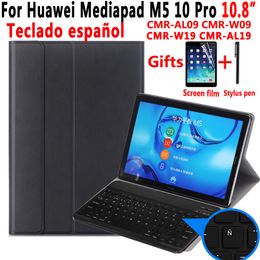 Spanish Keyboard Case for Huawei Mediapad M5 10 Pro 10.8 CMR-W19 CMR-AL09 CMR-W09 CMR-AL19 Tablet Slim Leather Cover Keyboard