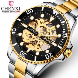 Chenxi 2021 New Drop Shipping Men Mechanical Watches Men Watch Automatic Mechanical Clock Hollow Out Dial Design Wristwatches Q0524