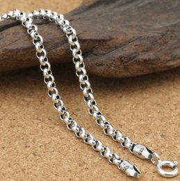 Pure Silver 3mm Thick Cross O Link Chain S925 Necklace Sweater Chain Sterling 925 Silver Jewellery Q0604