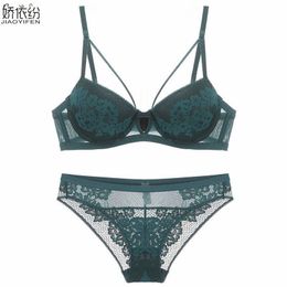 Briefs Panties Luxury Sexy French Bra Set Hollow Lace Embroidery Womens Underwear Padded Push Up Bra Set Elasticity Plus Size Panty Lingerie L2404