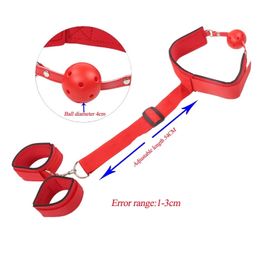 sex toy massager Massage Erotic HandCuffs Mouth Gag BDSM Bondage Restraints toys for couples Open Gags ball Backhand Cuffs Tied Up adult game PBJY