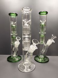 Straight tube bong thick dab rig water pipe glass pipes with two diffuser percolator arm perc for smoking hookahs zeusartshop