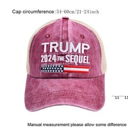 5 Designs Donald Trump 2024 Cap Mesh Baseball Hat General Election Caps USA Flag 3D Embroidery Vintage Adjustable Outdoor Sun Hats RRE11790