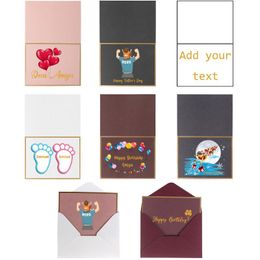 Greeting Cards 5Pcs Personalised Custom Happy Birthday Merry Christmas Wedding Mothers Day Thank You Invitations With Envelope