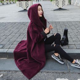 Women's Trench Coats Arrival Velvet 2021 Women Loose Causal Maxi Long Hooded Coat For Oversized A1628