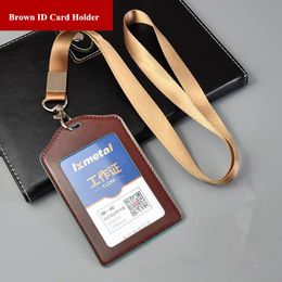 PU Leather Work Pass ID Card Badge Holder/Credit Name Case With Lanyard
