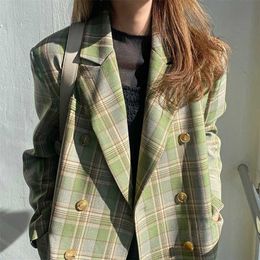 Autumn Single Breasted Blazers Full Sleeve Pocket Solid Women Coats Loose Korean Tops Outerwear C08118R 211122