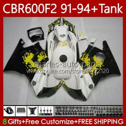 Body Kit For HONDA Bodywork CBR600F2 600CC 600FS 63No.201 CBR 600 600F2 91-94 Graffiti yellow CBR600 F2 FS CC 91 92 93 94 CBR600FS CBR600-F2 1991 1992 1993 1994 Fairing +Tank