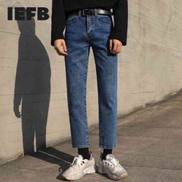 IEFB Spring Long Denim Pants Fashion Slim Jeans Straight Loose Korean Trend Casual Ankle-length Pants Streetwear 9Y5539 210524