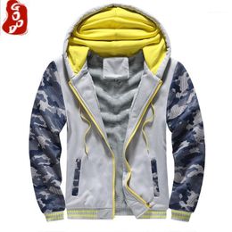 Men's Hoodies & Sweatshirts Winter Fleece Mens Patchwork Sweatshirt Coats 2021 Casual Men Velvet Military Hoodie Clothes Thick Warm Cardigan