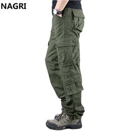 Men Cargo Pants with Multi Pocket Outwear Military Army Overalls Working Tactical Track Trainig Cotton Baggy 210715