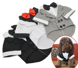 Dog Apparel 2021 Pet Clothes Puppy Shirt Wedding Tuxedo Western Style Suit With Bow Tie Clothing For Dogs Coat