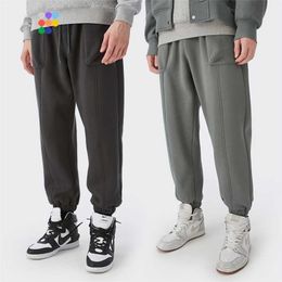 INFLATION Thick Fleece Sweatpant Men Grey Joggers Pants Winter Warm Casual Pants Men Plain Loose Track Pant Couple Sportswear 211201