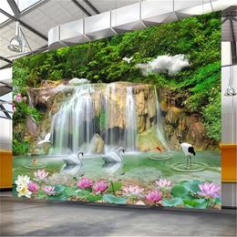 Custom Mural Wallpaper 3d Flowing Water And Wealth, Huge Ultra-HD Waterfall Scenery Living Room Bedroom Background Wall Decoration Wallpapers