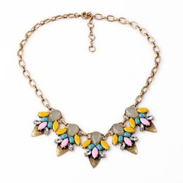 Pendant Necklaces Vintage Gold Colour Resin Colourful Waterdrop Collar Necklace For Women Party 2021 Trendy