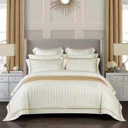 Bedding Sets 45 1200TC Egyptian Cotton Premium El Style Grey Cream Set Soft Silky 4Pcs King Size Duvet Cover Bed Sheet