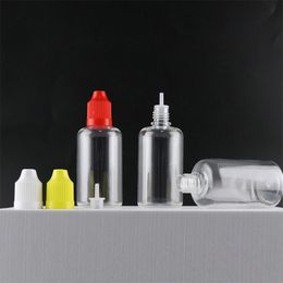 Transparent E Liquid Bottle 50ml With Childproof Cap And Long Thin Tip Plastic Dropper Bottles