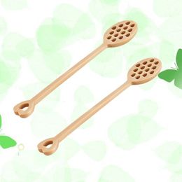 Spoons 2pcs Wooden Honey Stick Dipper Spoon Coffee Stiring Mixing Tableware For Wedding Or Party Favours