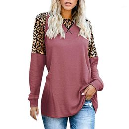 Women's T-Shirt Long Sleeves Pullover Soft Women Ladies Crew Neck Autumn Fashion Leopard Printed Winter Spring Casual Daily Wear Loose