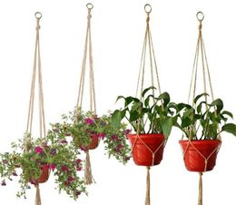 Garden Supplies Hemp Rope Braided Hanger Pot Green Plant Flower Hanging Basket Hand Weave RH6013